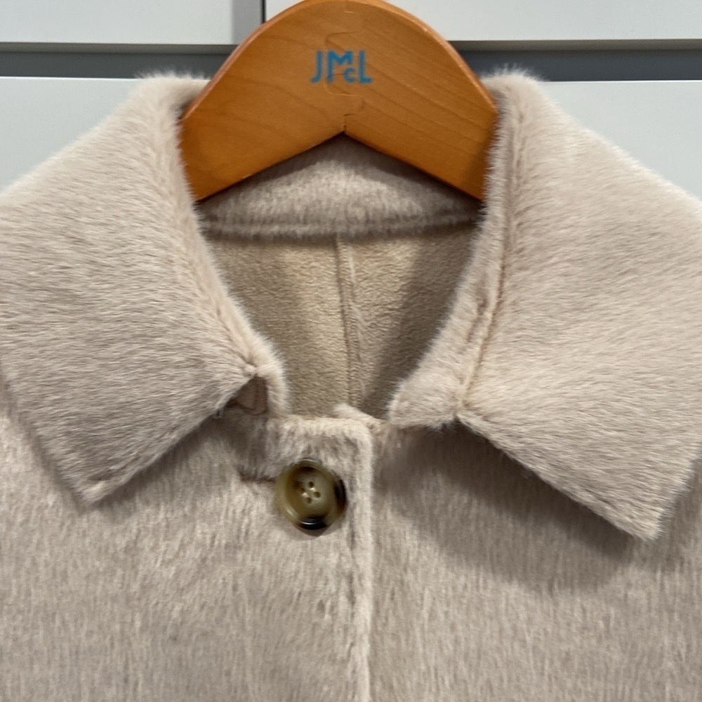 J.McLaughlin NWT Women Quay Reversible Faux Fur Coat Lt_sand-solid Small - Picture 3 of 11